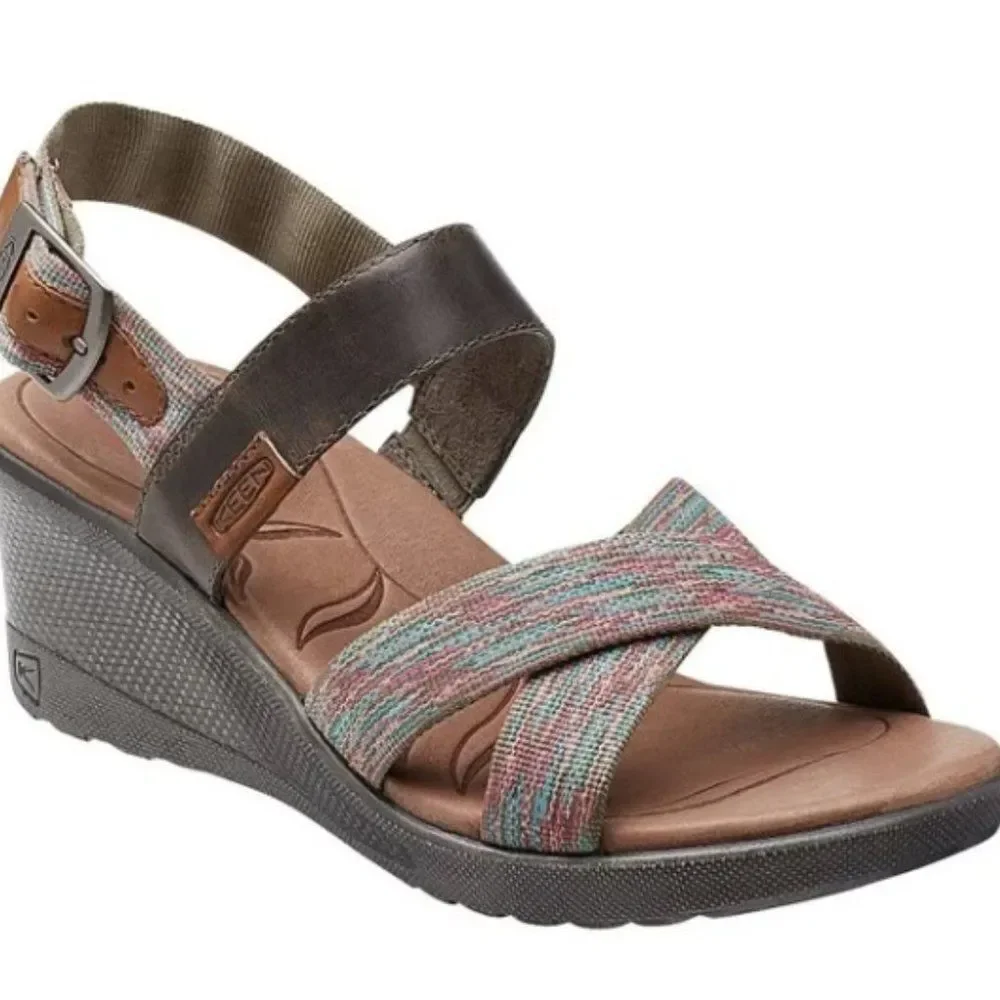 Keen Skyline Wedge Sandals Brown Multicolor Slingback Shoes Women’s EU 37.5US 7M